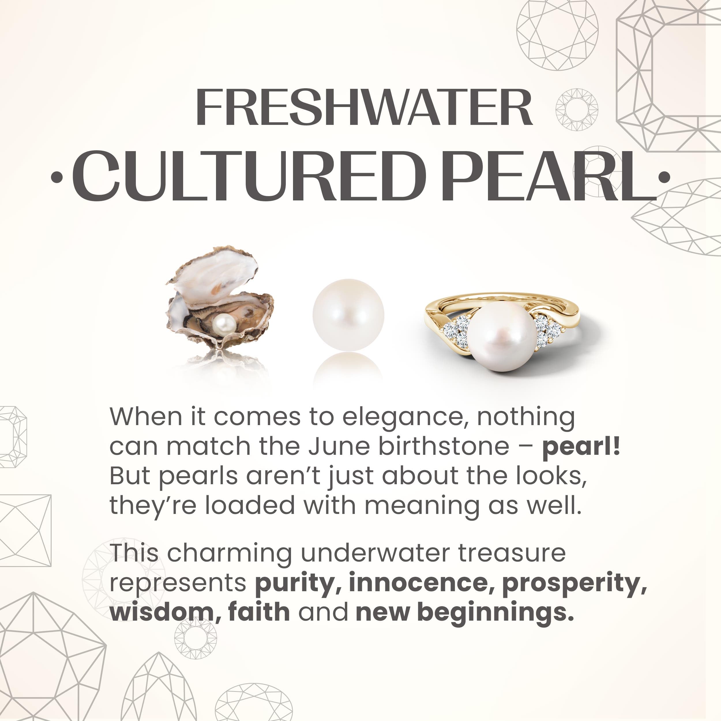 Angara Freshwater Cultured Pearl Pendant Necklace for Women - Sterling Silver & 14K Solid Gold | June Birthstone Jewelry, Birthday Gift, Anniversary Present, Wedding Jewelry | Perfect for Bridal, Formal Occasions & Everyday Elegance