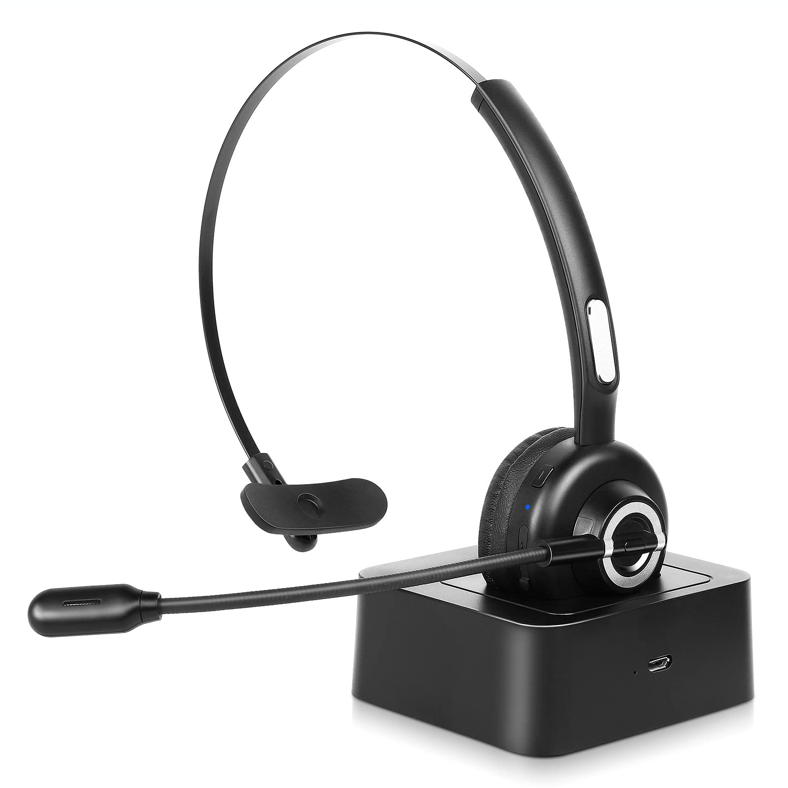UX-M97 Wireless Bluetooth Headset with Microphone - Noise Cancelling Headphones with Charging Dock, Mute Function for Samsung Galaxy A32 5G | Perfect for Office Calls, Online Meetings & Gaming