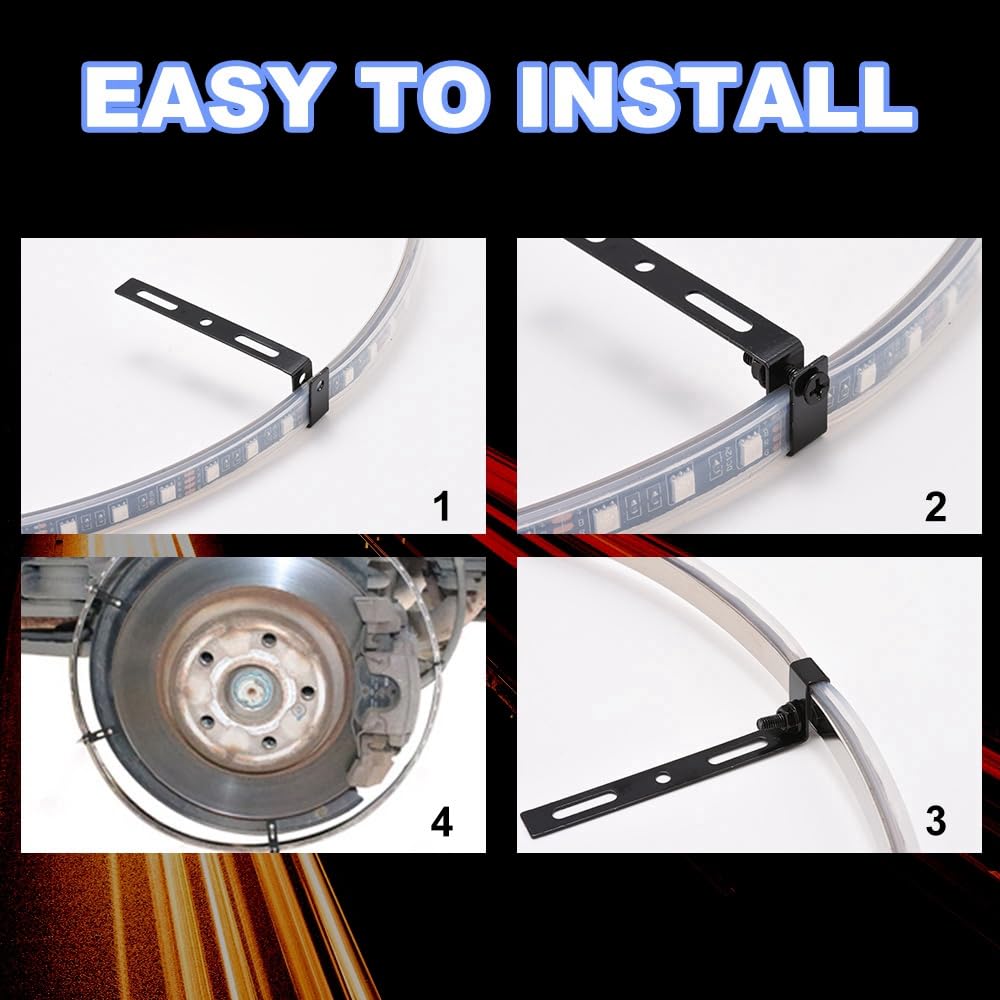 Blueshyhall 15.5 Inch RGB Color Changing LED Wheel Ring Lights (4 Pack) - Multi-Color Chasing Dancing Lights for Trucks, Offroad Vehicles & Pickups - Perfect for Night Driving, Car Shows & Off-Road Adventures