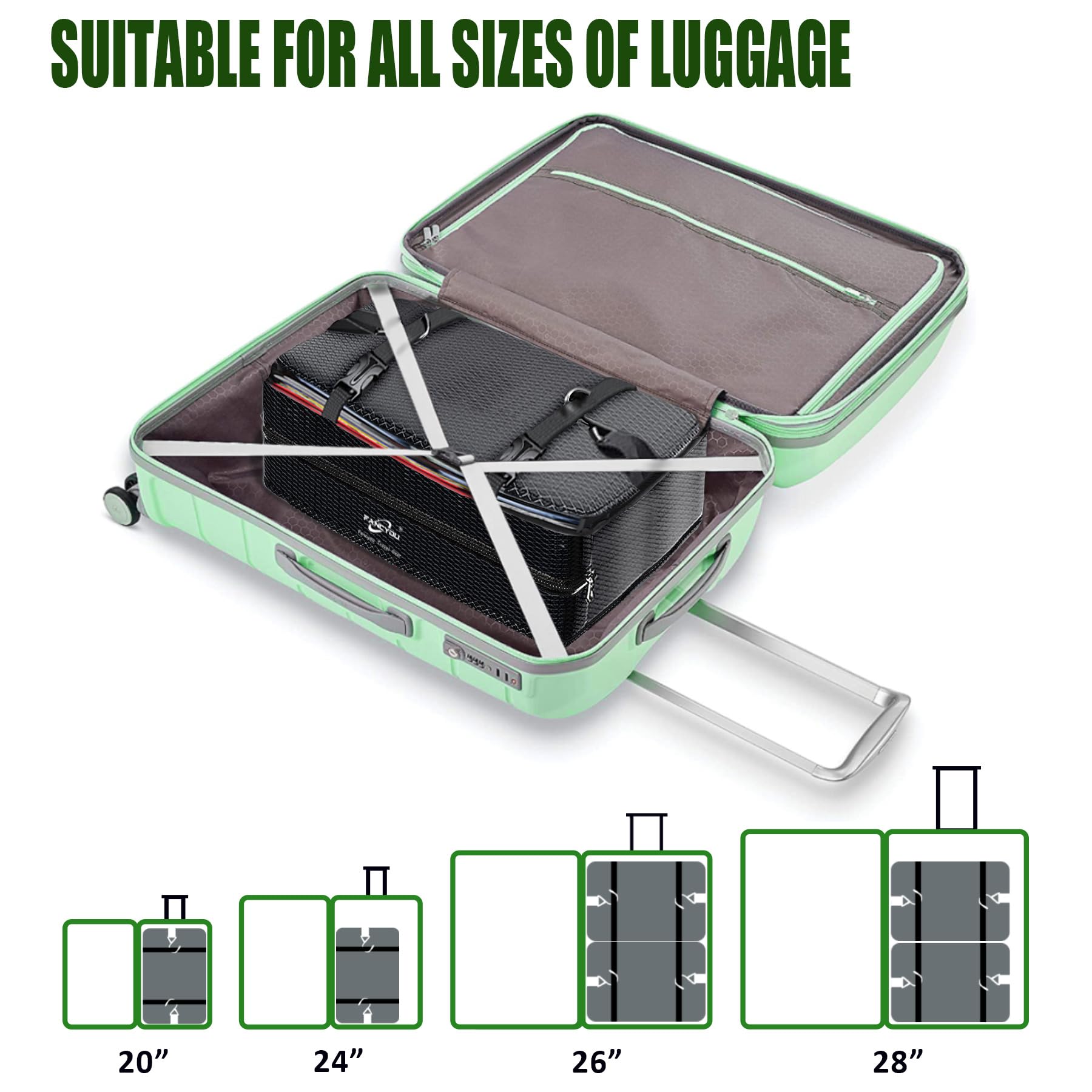 Premium Hanging Packing Cubes for Suitcase - 17x12x24in Travel Organizer Bags with Upgraded Nylon Fabric | Compression Packing & Unpacking in One Step | Perfect for Business Travel, Vacation & Weekend Getaways