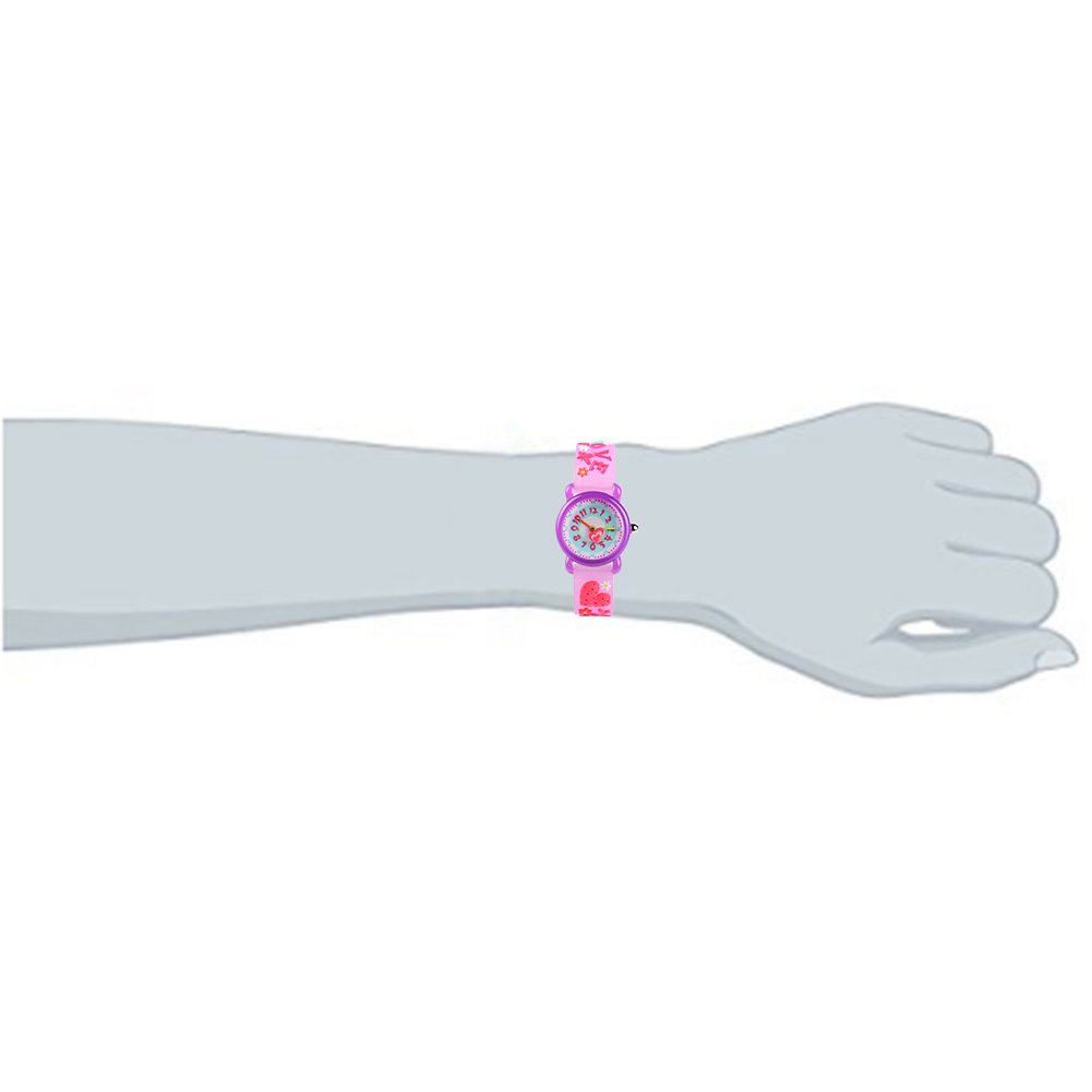Venhoo Kids Waterproof Digital Watch - Cartoon Silicone Wristwatch for Girls & Boys, Time Teacher Gift with Alarm & LED Light (Purple Heart) - Perfect for School, Swimming & Outdoor Activities