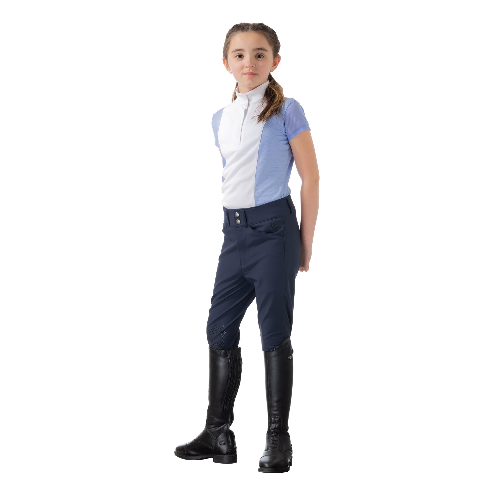 Equinavia Tuva Kids Mid Rise Traditional Knee Patch Breeches - Comfortable Riding Pants for Young Equestrians | Perfect for Horseback Riding Lessons & Equestrian Competitions