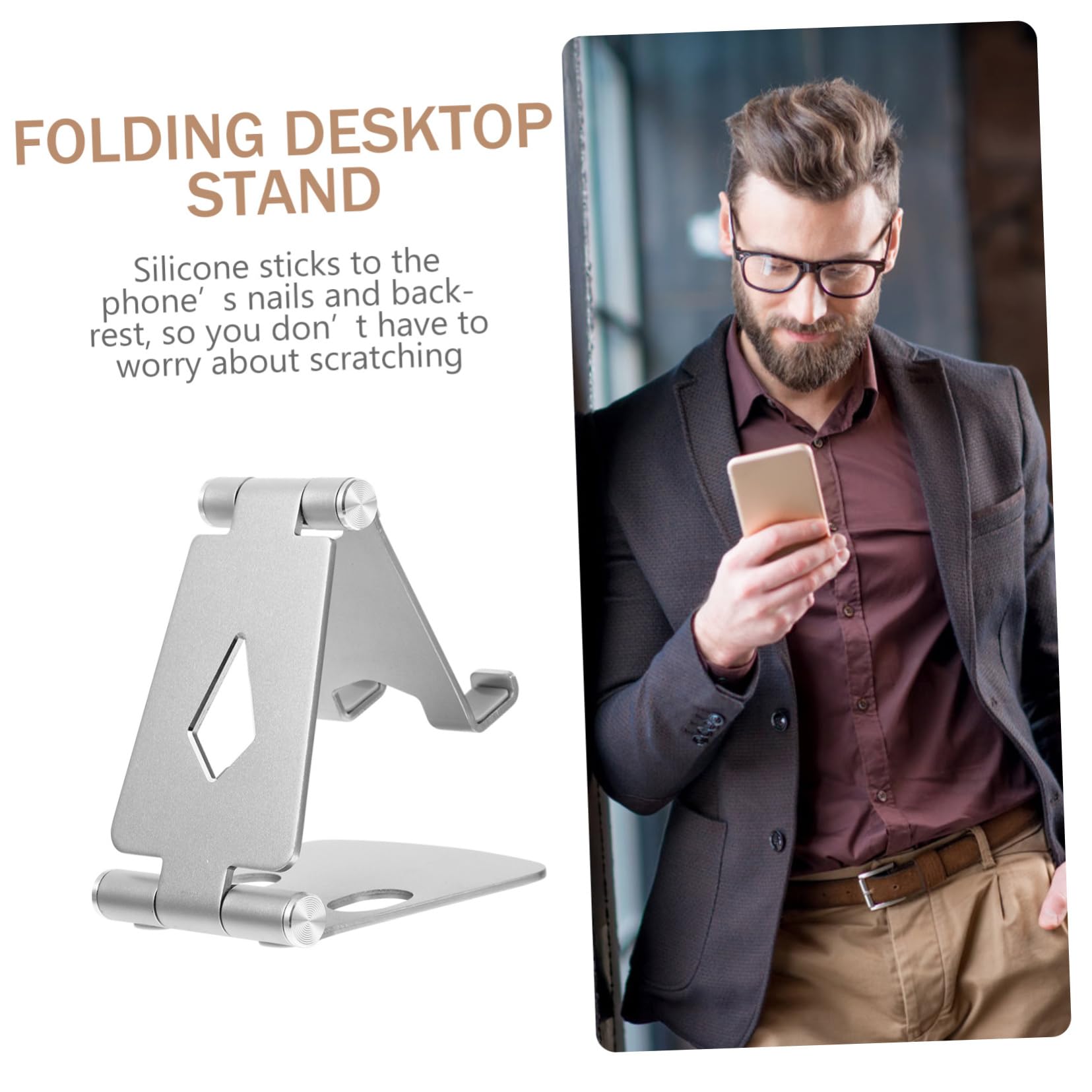 Jojofuny Adjustable Folding Stand Tablet Holder - Universal Phone & iPad Stand for Desk, Bed, Kitchen - Perfect for Watching Videos, Reading & Video Calls