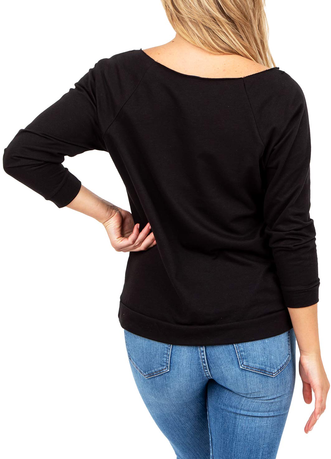 Women's Fashion Slouchy 3/4 Sleeve Raglan Lightweight Sweatshirt - 'Nurses Are Always On Santa's Nice List' Graphic Tee | Comfortable Casual Pullover for Nurses, Christmas Gifts & Everyday Wear