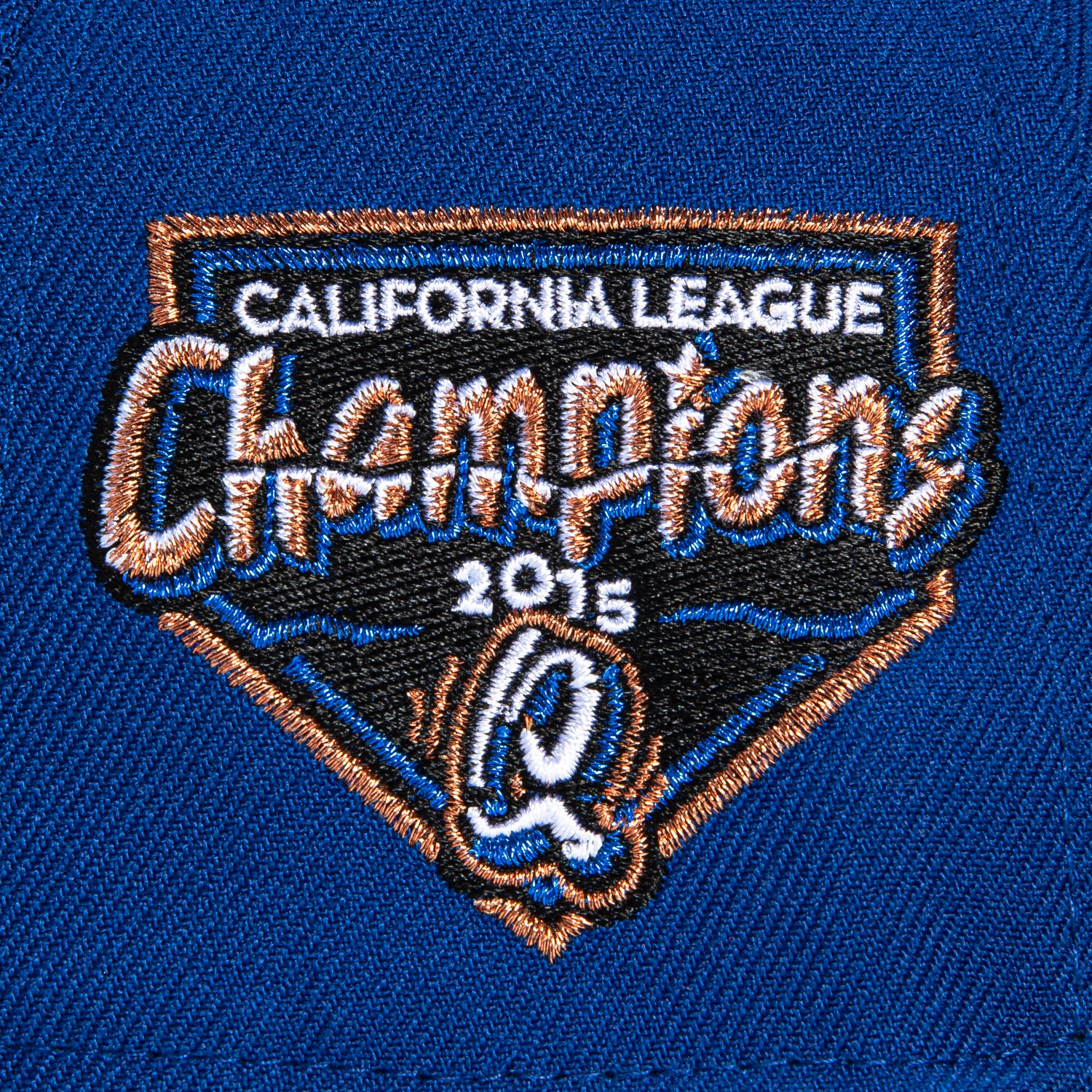 New Era 59Fifty Rancho Cucamonga Quakes 2015 California League Champions Patch Hat - Royal & Black - Official Baseball Cap for Sports Fans & Collectors