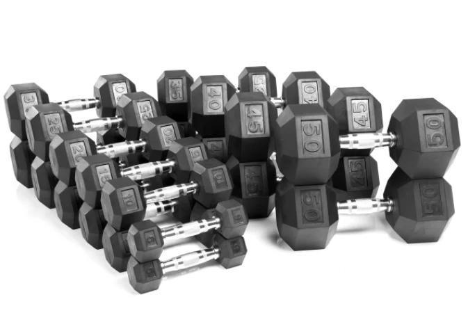 Wright Equipment Rubber Hex Dumbbells - Premium Weight Lifting Equipment for Home Gym & CrossFit Training | Perfect for Strength Training, HIIT Workouts & Fitness Enthusiasts