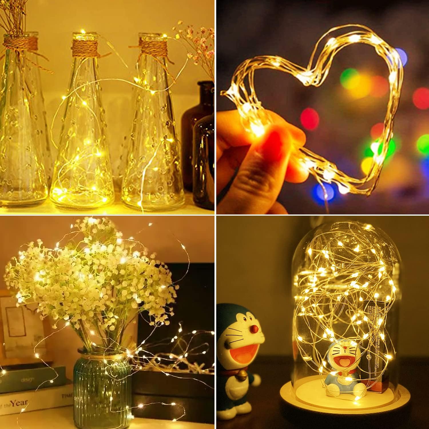 12 Pack 3 Modes LED Fairy Lights Battery Operated - 2M 20LED Mini String Lights with Silver Wire, IP65 Waterproof for Indoor Outdoor Use - Perfect for Jars, Christmas Decorations, Party Lighting, Bedroom Ambiance, Wedding, Garden and Home Decor