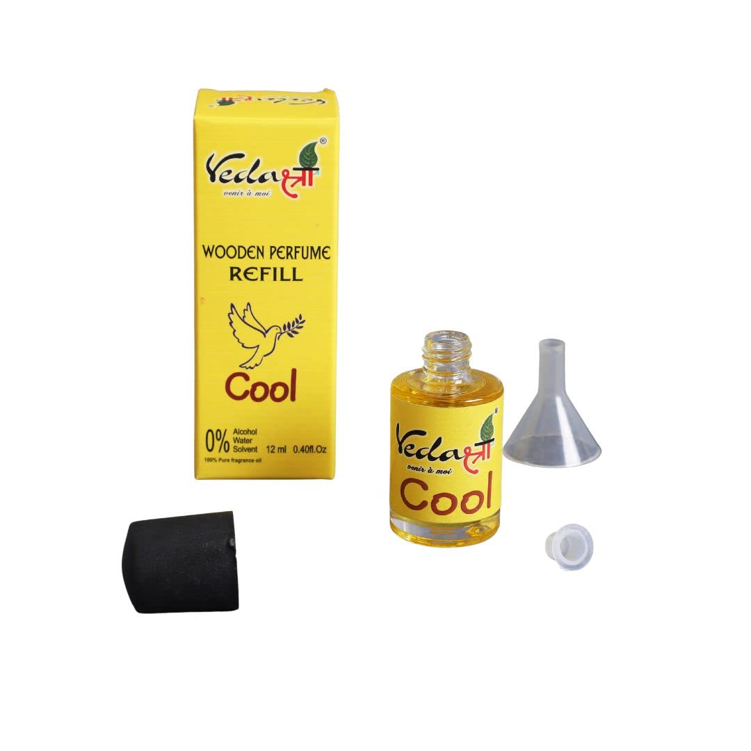 Vedashree Refillable Wooden Car Cup Holder Perfume - Natural Organic Air Freshener with Cool Fragrance for Vehicles | Perfect for Cars, SUVs & Office Desks