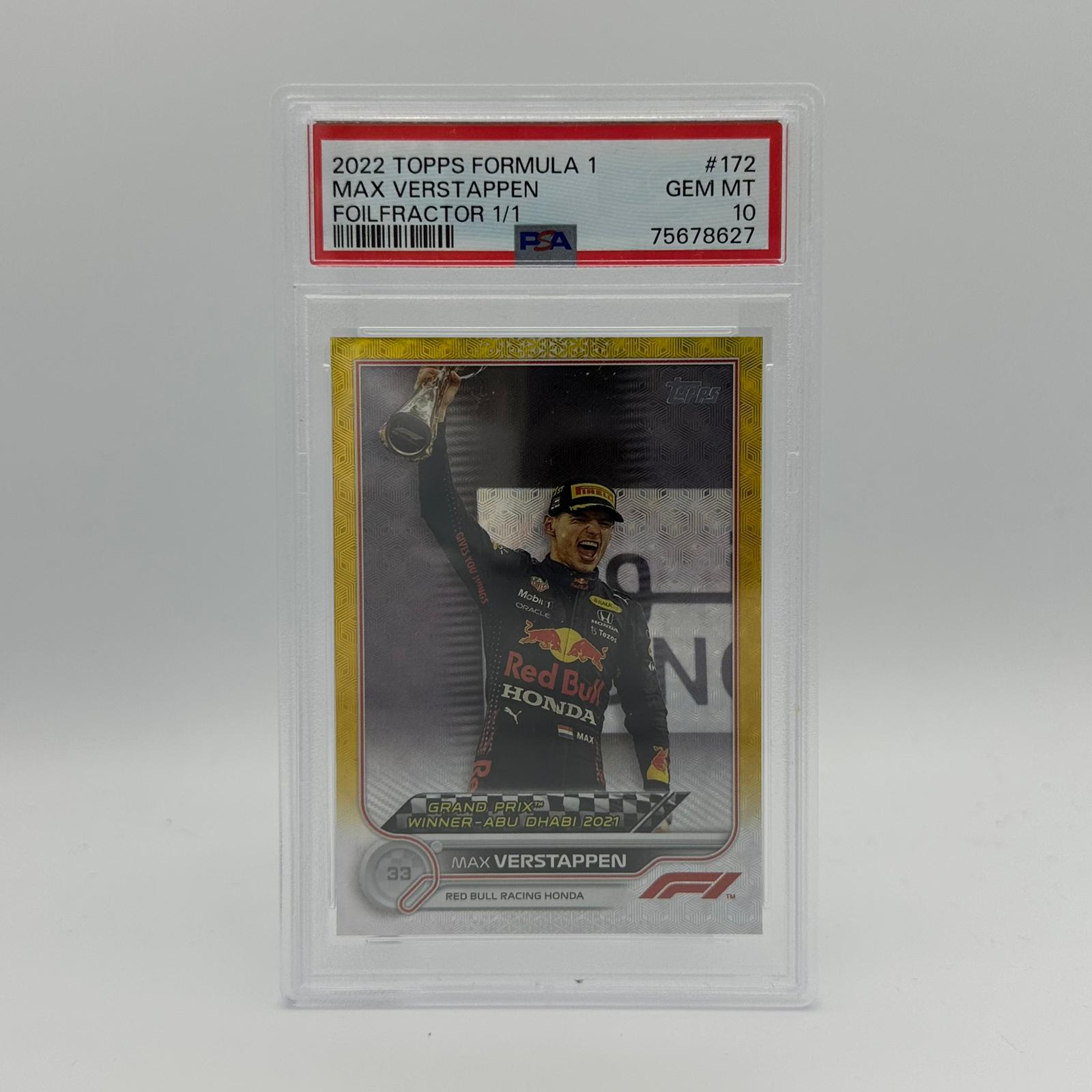 PSA 10 1/1 Max Verstappen #172 Foilfractor Trading Card - Rare Collectible for F1 Fans & Sports Memorabilia Enthusiasts - Perfect for Display, Investment & Racing Memorabilia Collections