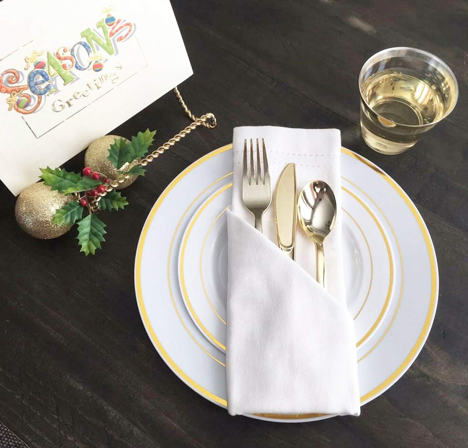 160-Piece Gold Plastic Silverware Set - Reusable & Recyclable Plastic Utensils for Weddings, Parties, Anniversaries, Showers - 80 Forks, 40 Spoons, 40 Knives - Elegant Disposable Cutlery by JL Prime - Perfect for Catering, Picnics, and Outdoor Events