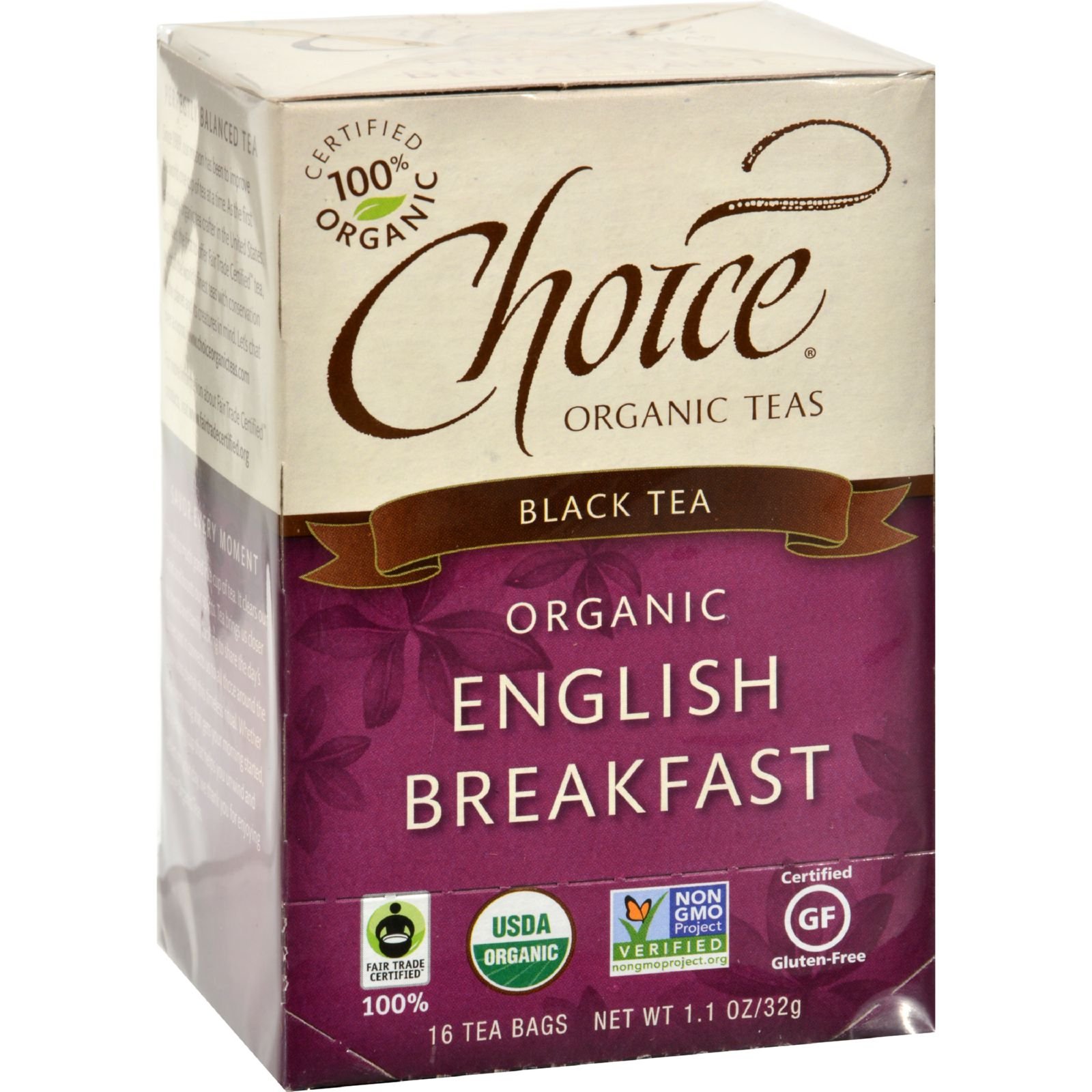 Choice Organic English Breakfast Tea - 16 Tea Bags (Case of 6) | 95%+ Organic Certified | Premium Black Tea Blend | Perfect for Morning Boost & Afternoon Relaxation