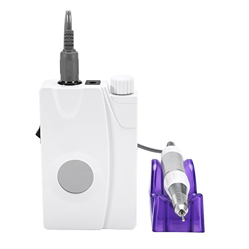 Rechargeable Cordless Electric Nail Drill Machine - Professional Manicure Set with 6 Bits & Sanding Bands - Portable Nail Polisher for Acrylic Gel, Home Salon & Travel Use (UK Plug)