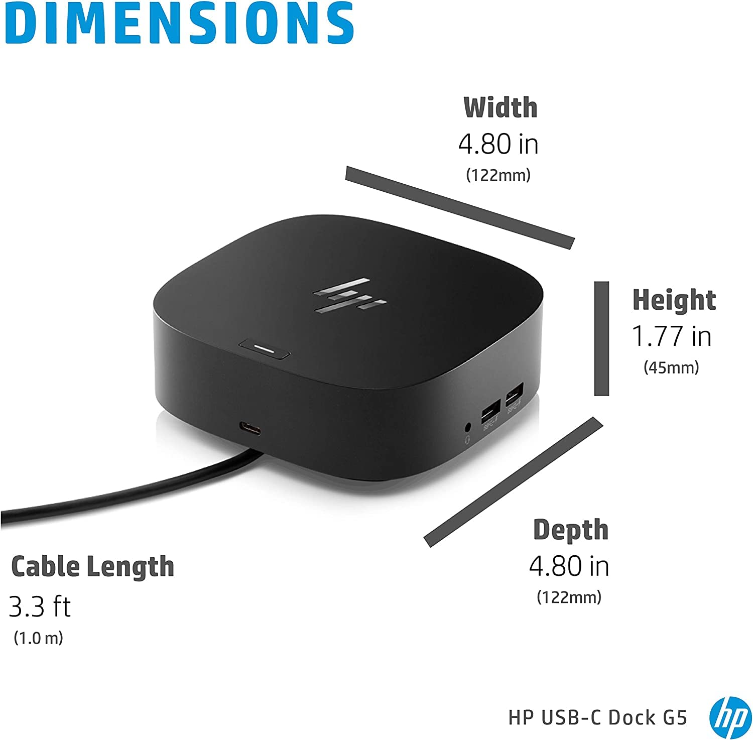 HP USB-C Essential Dock G5 - 12-in-1 Laptop Docking Station with 4K Dual Monitor Support, 100W Charging, Ethernet, Audio & 6 USB Ports - Perfect for Home Office, Remote Work & Business Travel