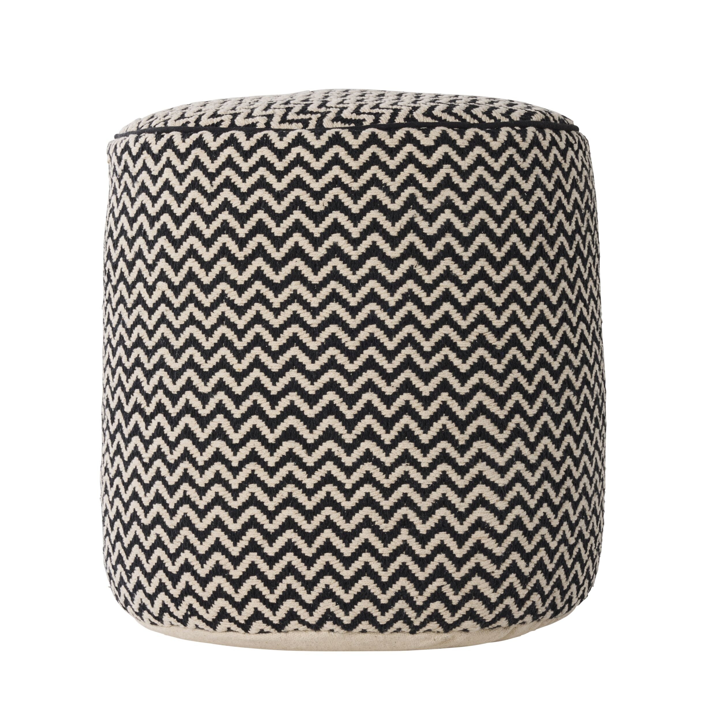Bellevue Chevron Round Pouf Ottoman - Stylish Footrest & Accent Seat for Living Room, Bedroom, or Nursery - Soft & Durable Home Decor