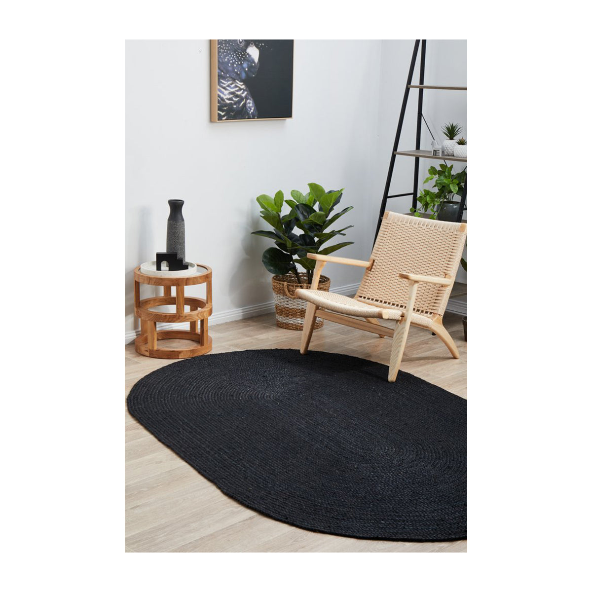 Bondi Oval Rug - Soft & Durable Black Area Rug for Living Room, Bedroom, or Office | Non-Slip & Easy to Clean