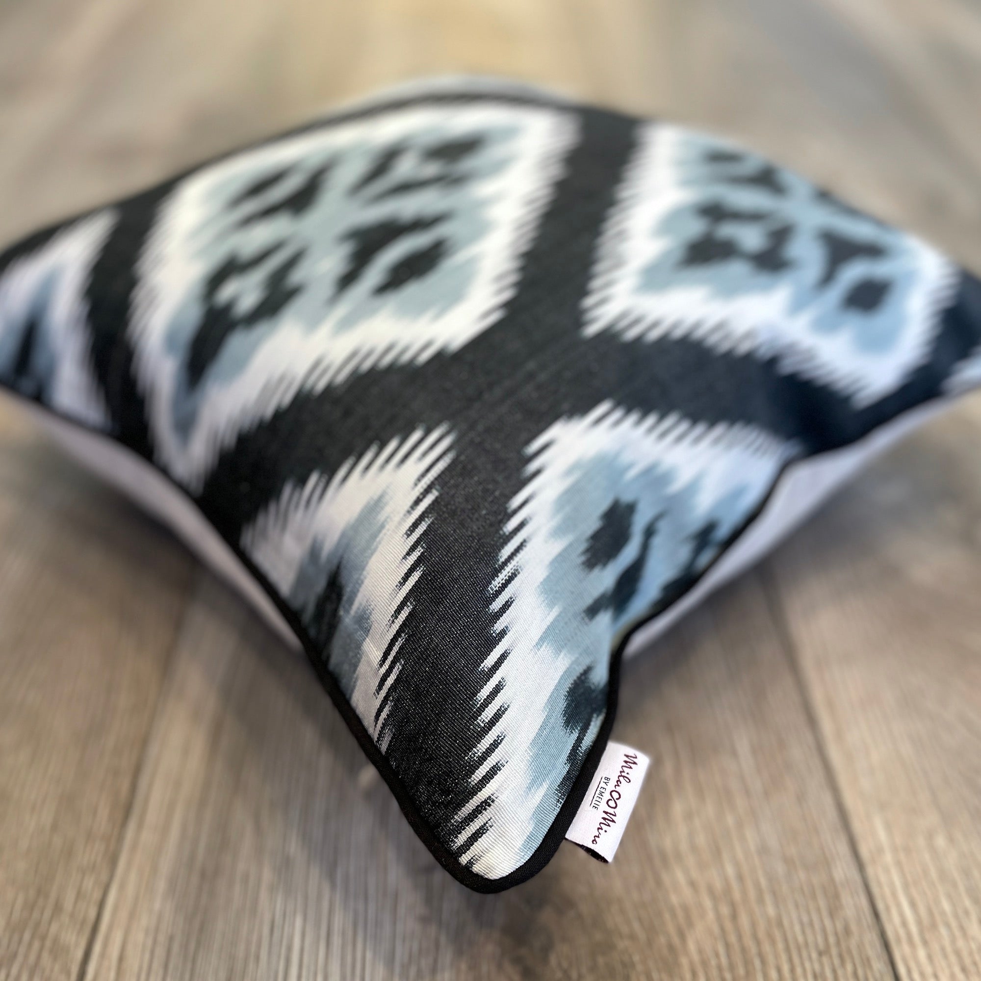 Handmade Silk Ikat Cushion Cover - Bohemian Eclectic Peace Design - Decorative Throw Pillow for Sofa, Bed & Home Decor