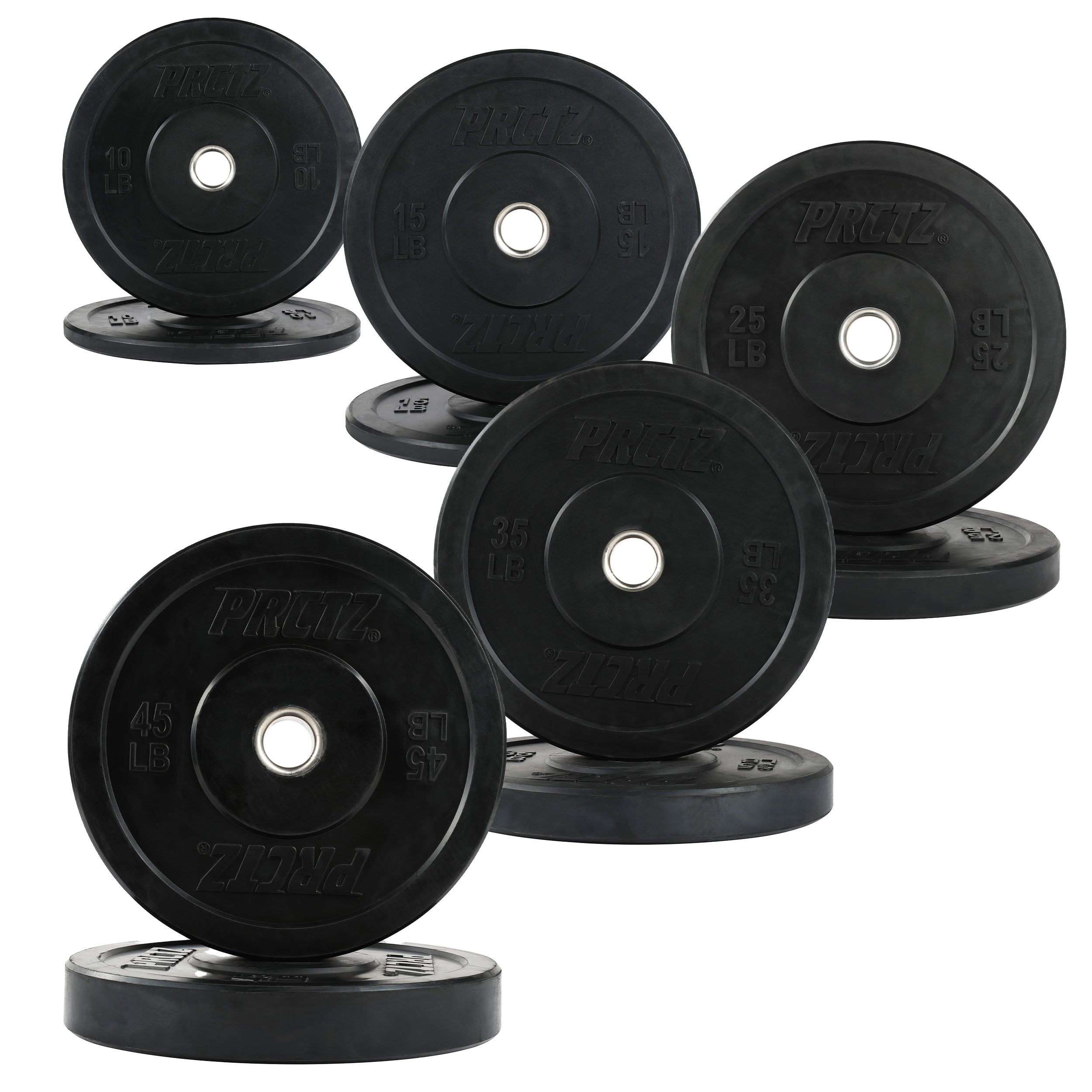 PRCTZ 260 lb Rubber Bumper Weight Plate Set - Olympic 2-inch Barbell Compatible - Includes 10, 15, 25, 35, 45 lb Pairs - Perfect for Home Gym, CrossFit, and Weightlifting Training