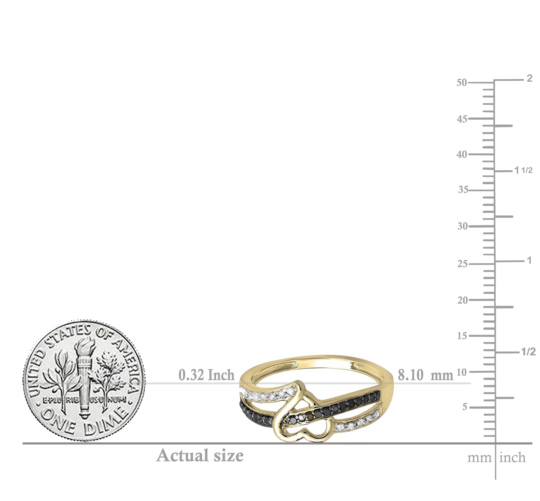 0.15 Carat Black & White Diamond Heart Promise Engagement Ring for Women - Solid Gold Dazzlingrock Collection | Perfect for Proposals, Anniversaries & Romantic Gifts