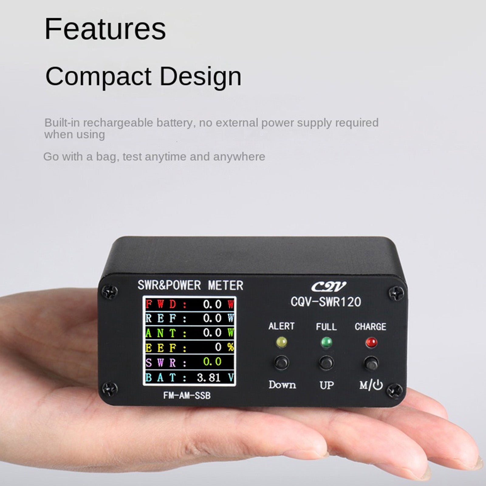 1.8MHz-54MHz Standing Wave Meter with 240x240 Full Color LCD Display - RF Power Meter for Ham Radio, Antenna Testing & SWR Measurement