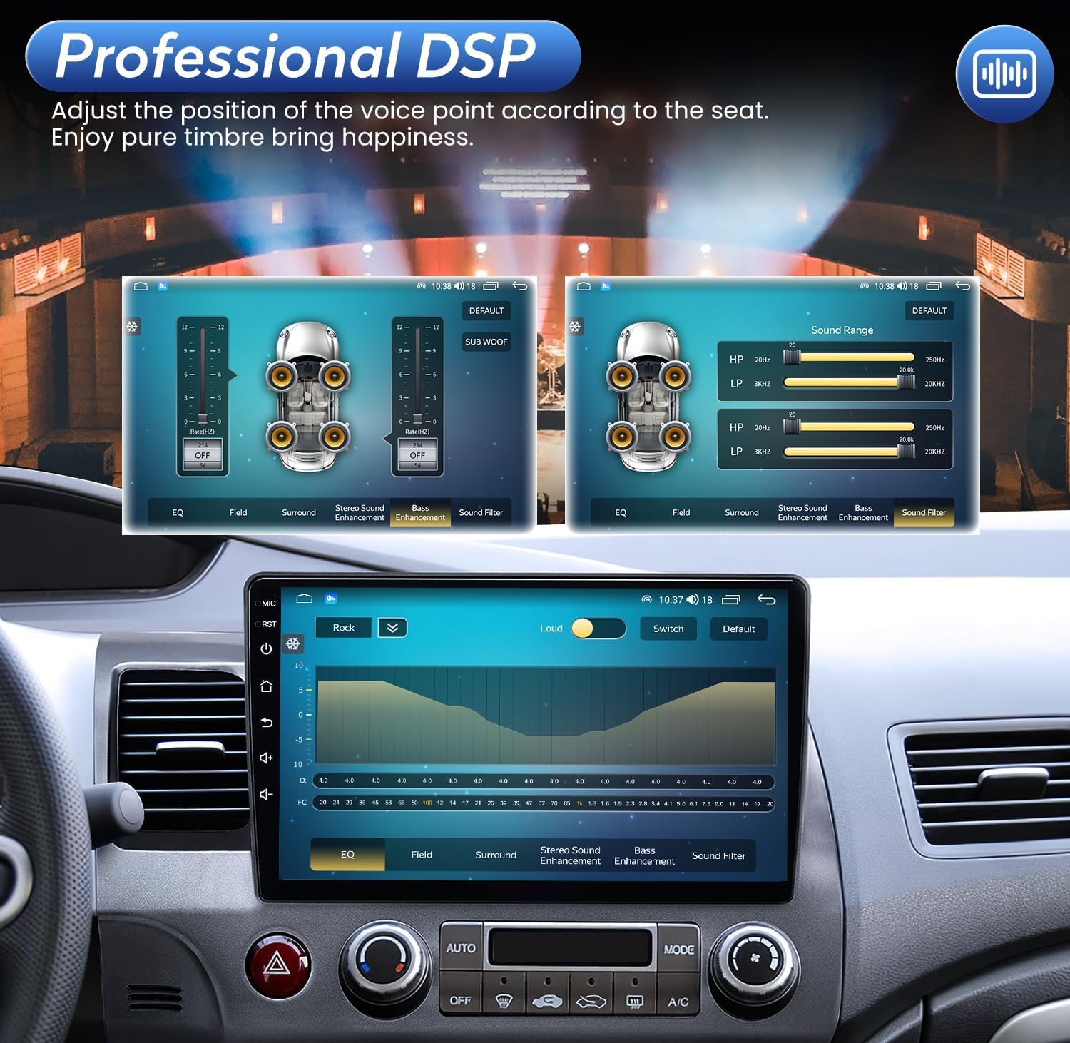 4GB+32GB Android 13 Car Stereo for Honda Civic 2006-2011 - Wireless Apple CarPlay & Android Auto, GPS Navigation, Backup Camera, HiFi Sound - Perfect for Commuting & Road Trips