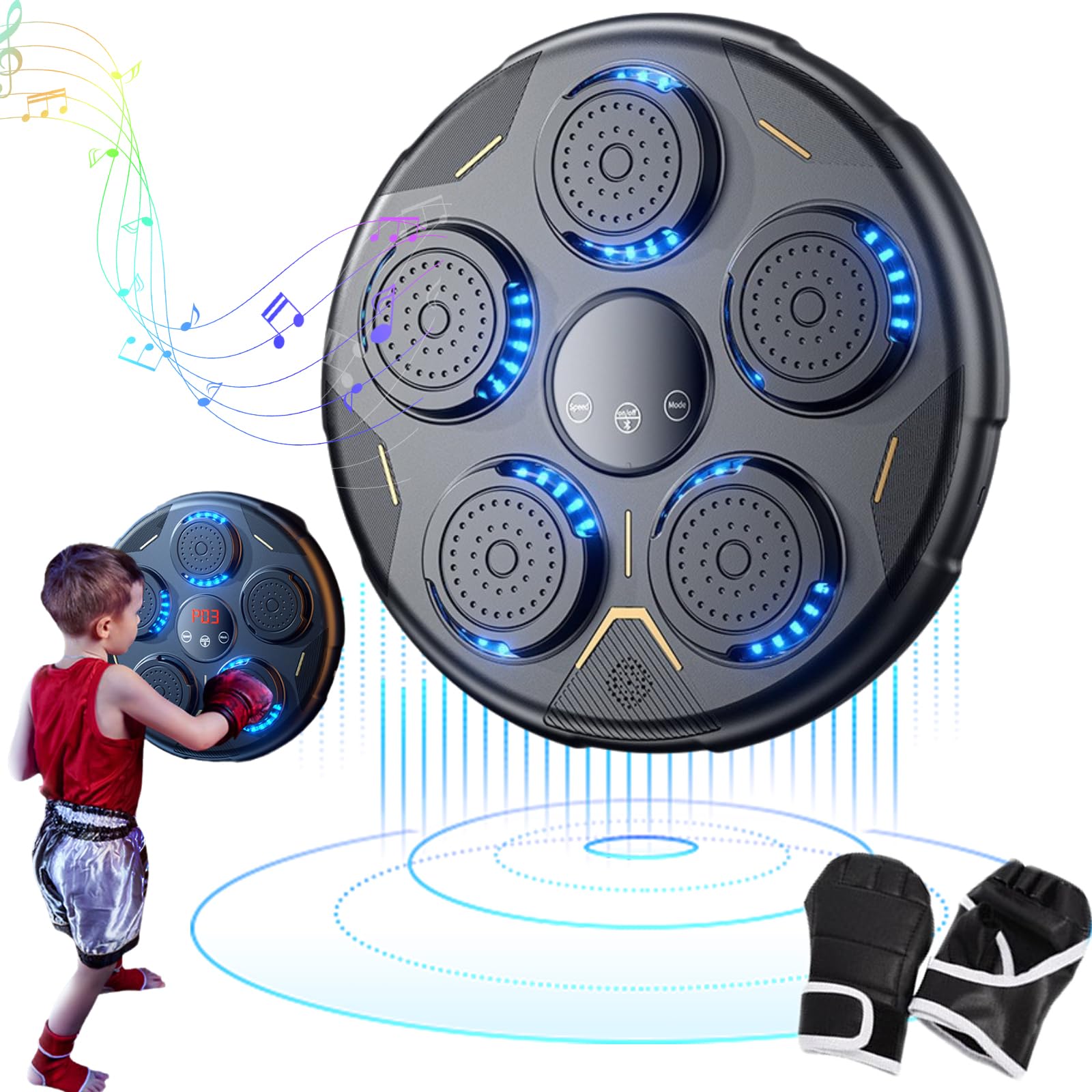 Smart Punching Bag with Boxing Gloves - RGB Music Interactive Boxing Machine with Digital Display & Smart Counting, Multi-Mode Training Equipment for Adults & Kids - Perfect for Home Gym, Boxing Training, and Fitness Workouts