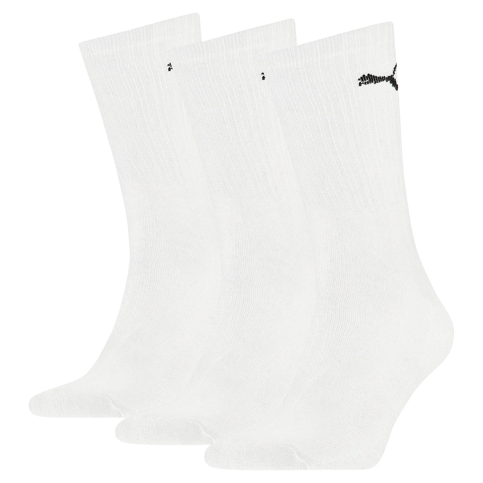 Puma Men's Pack Crew Socks (6-Pair) - YXS White Athletic Socks for Running, Gym & Casual Wear - Moisture-Wicking & Comfortable