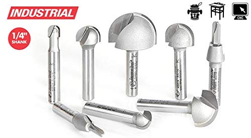 Amana Tool AMS-420 8-Piece Carbide Tipped Core Box Router Bit Set with 1/4