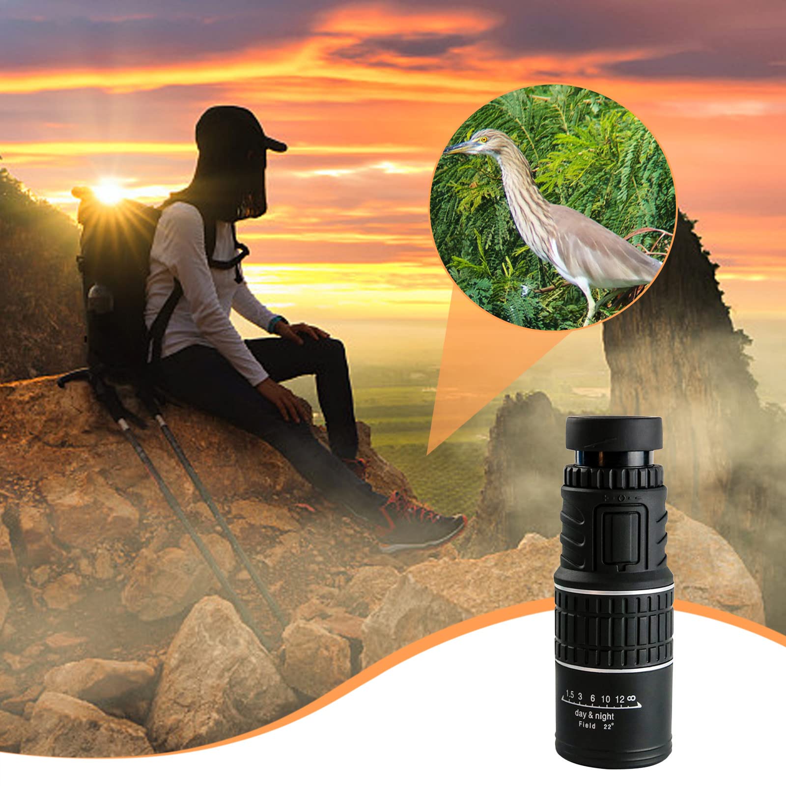 30x52 Monocular Telescope with Smartphone Adapter - HD Spotting Scope for Bird Watching, Hunting, Hiking & Travel | Compact & Lightweight for Outdoor Adventures, Night Vision & Survival Gear | Perfect Gift for Men & Women