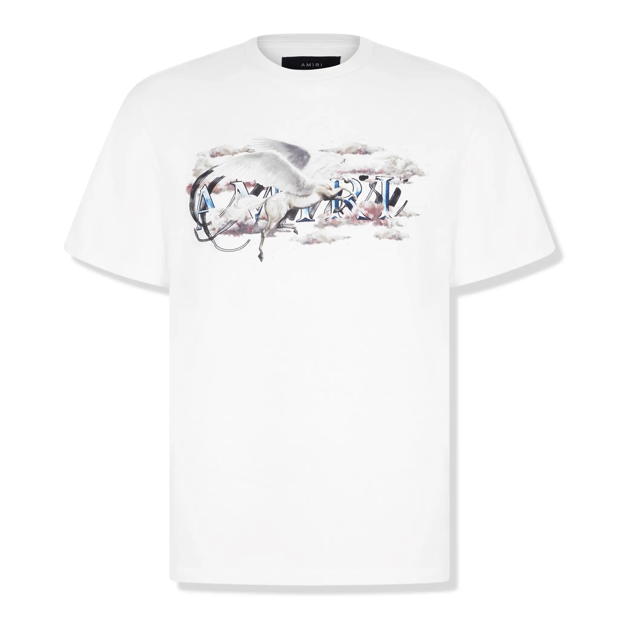 Amiri Pegasus Script Logo White T-Shirt for Men - Stylish Casual Tee for Streetwear & Everyday Outfits