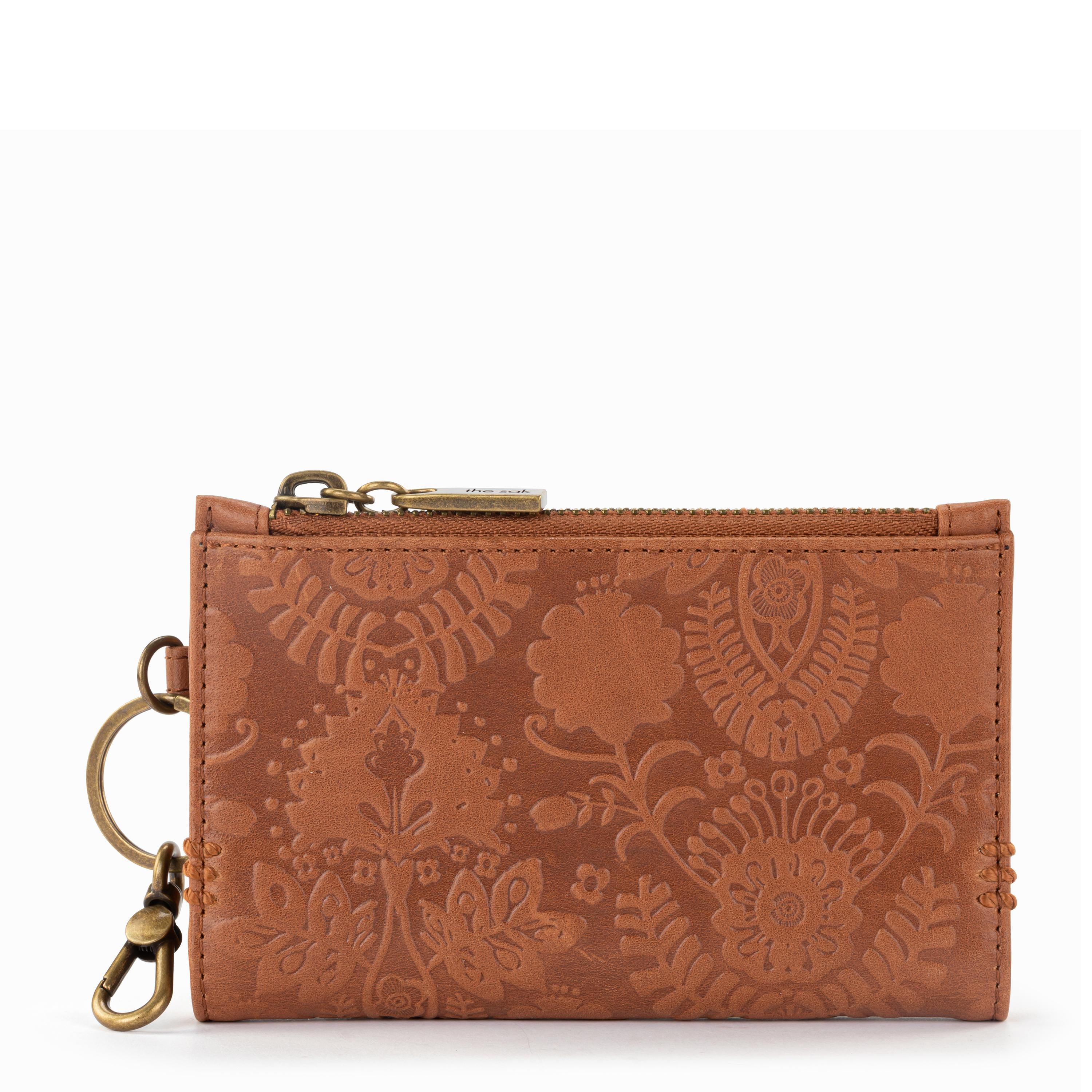 Encino Essential Genuine Leather Wallet - Tobacco Floral Embossed Design for Men | Slim RFID Blocking Bifold Wallet | Perfect for Everyday Carry, Travel & Gifts