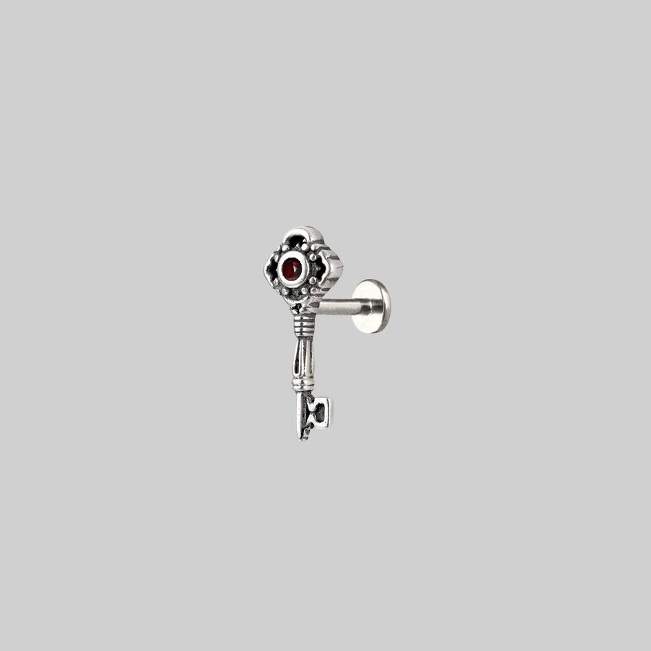 TWILIGHT Silver Skeleton Key Stud Earrings for Women - Gothic Jewelry, Vintage Style Earrings for Daily Wear, Parties, and Special Occasions