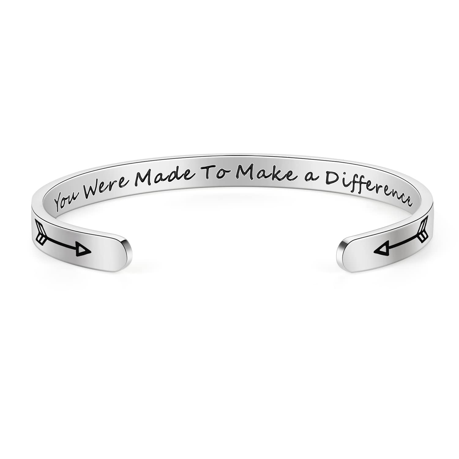 USANGERS Personalized Stainless Steel Cuff Bracelets for Women & Teen Girls - Inspirational Jewelry Gift for Christmas, Birthday, Anniversary | Everyday Wear, Special Occasions, Party Accessories
