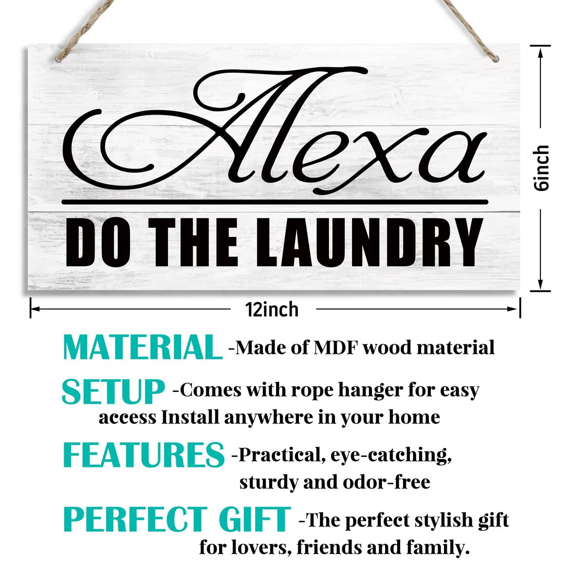 Alexa Do The Laundry Sign - Funny Wooden Farmhouse Wall Decor for Laundry Room (12x6x0.12 inches) - Perfect for Home, Kitchen & Laundry Area Organization - Great Gift Idea for Housewarming & Home Decor Enthusiasts
