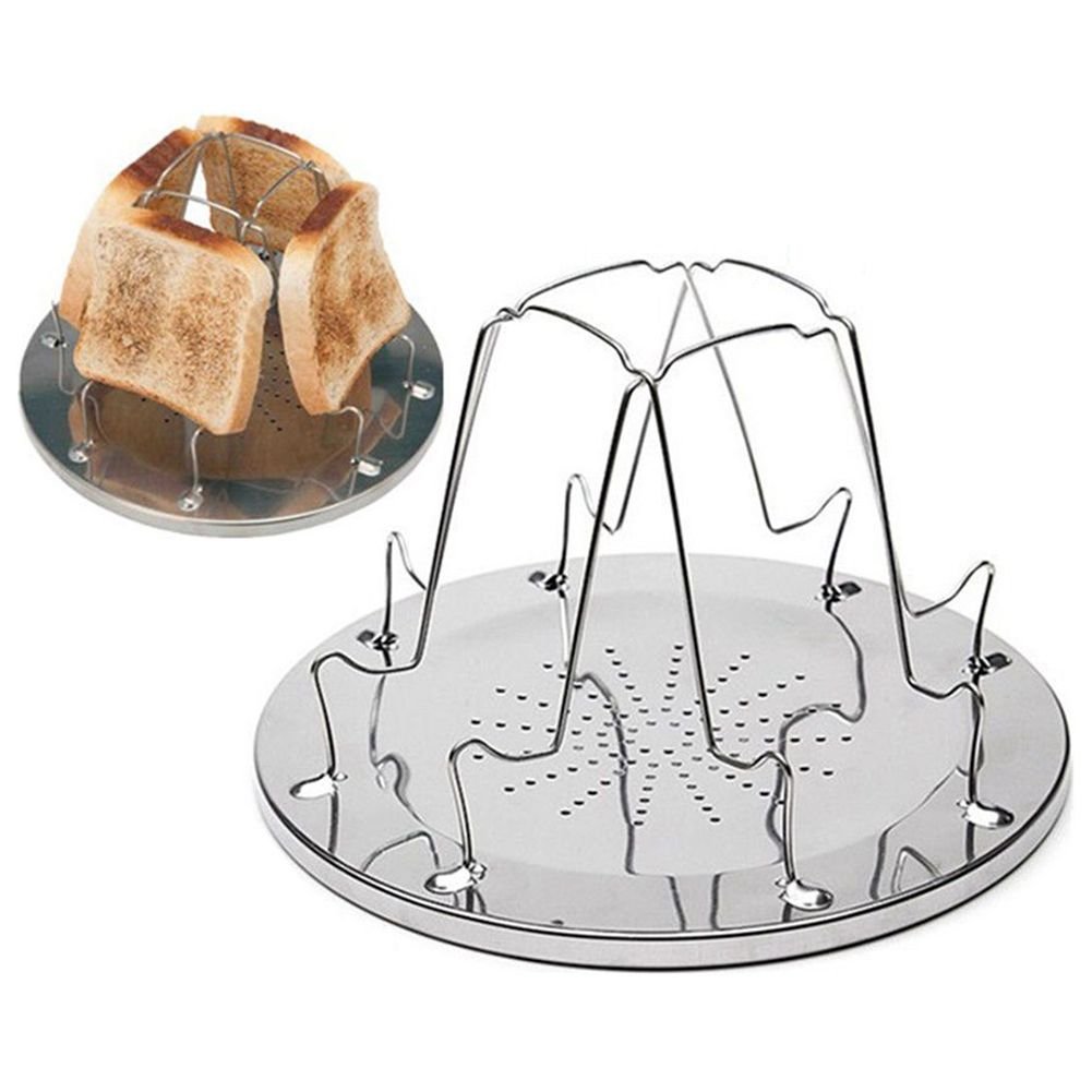 Wlauqueta 4-Slice Camping Toaster - Portable Outdoor BBQ Toast Cooker for Camping, Picnics & Backpacking - Perfect for Breakfast, Sandwiches & Grilled Cheese
