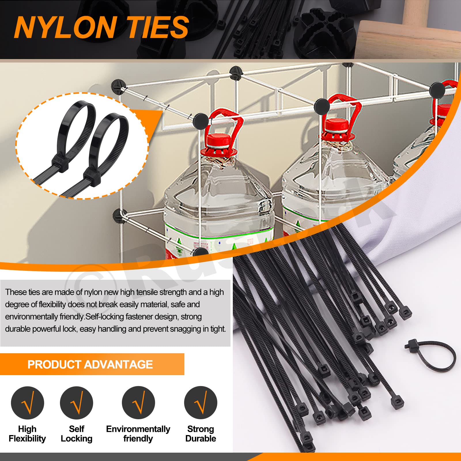91Pcs Black Wire Grid Cube Connectors with Zip Ties & Wooden Hammer - Modular Closet Organizer, DIY Storage Shelving Connectors for Home Office, Closet, Garage & Pantry Organization (Perfect for Closet Shelves, Wire Grid Storage & DIY Furniture Projects)