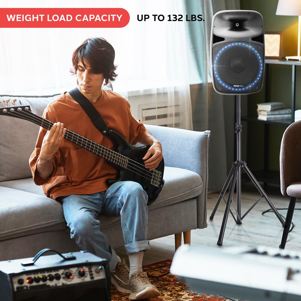 6 Ft Universal Tripod Speaker Stand - Heavy Duty Adjustable PA System Stand for DJ, Band & Live Performances - Perfect for Indoor & Outdoor Events