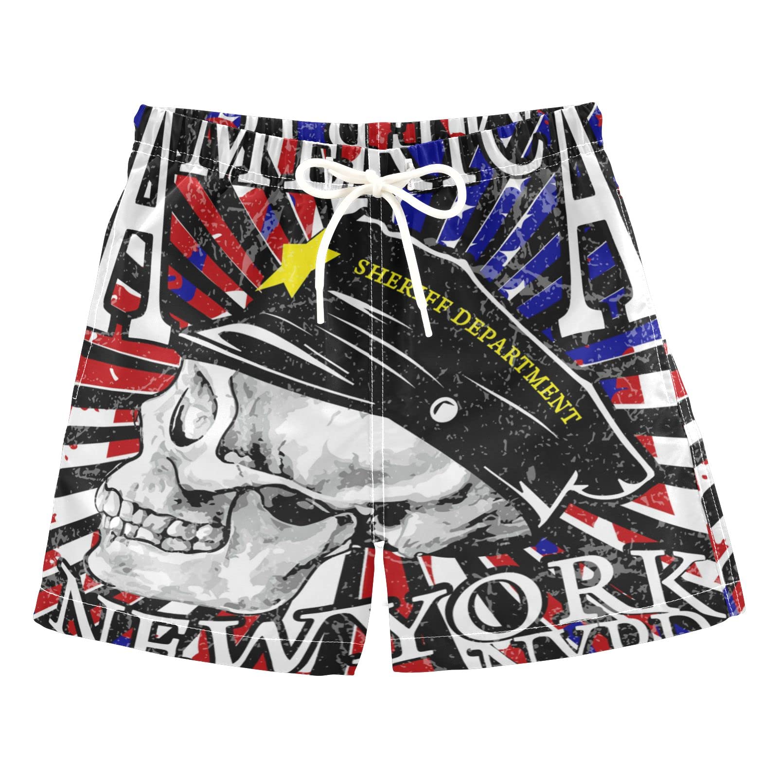 AMICHIC Boys Skull Motorcycle Swim Trunks - Quick Dry Board Shorts for Beach, Surf & Swimming | Hawaii Vacation Essentials | Perfect for Pool Parties & Summer Water Activities