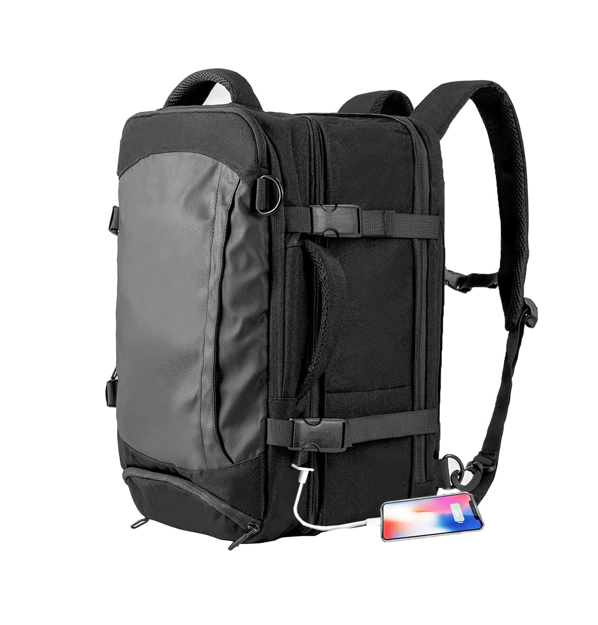 Expandable Travel Laptop Backpack 22-40L - USB Charging Port Carry-On Bag for Men & Women - Waterproof College Backpack for Business Trips, Commuting & Air Travel