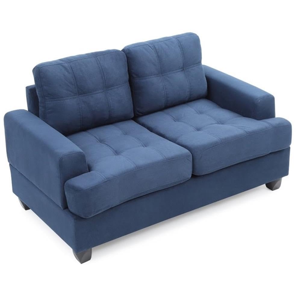 Glory Furniture Sandridge Microsuede Loveseat in Navy Blue - Comfortable Small Sofa for Living Room, Apartment & Office - Perfect for Relaxing, Entertaining & Small Spaces