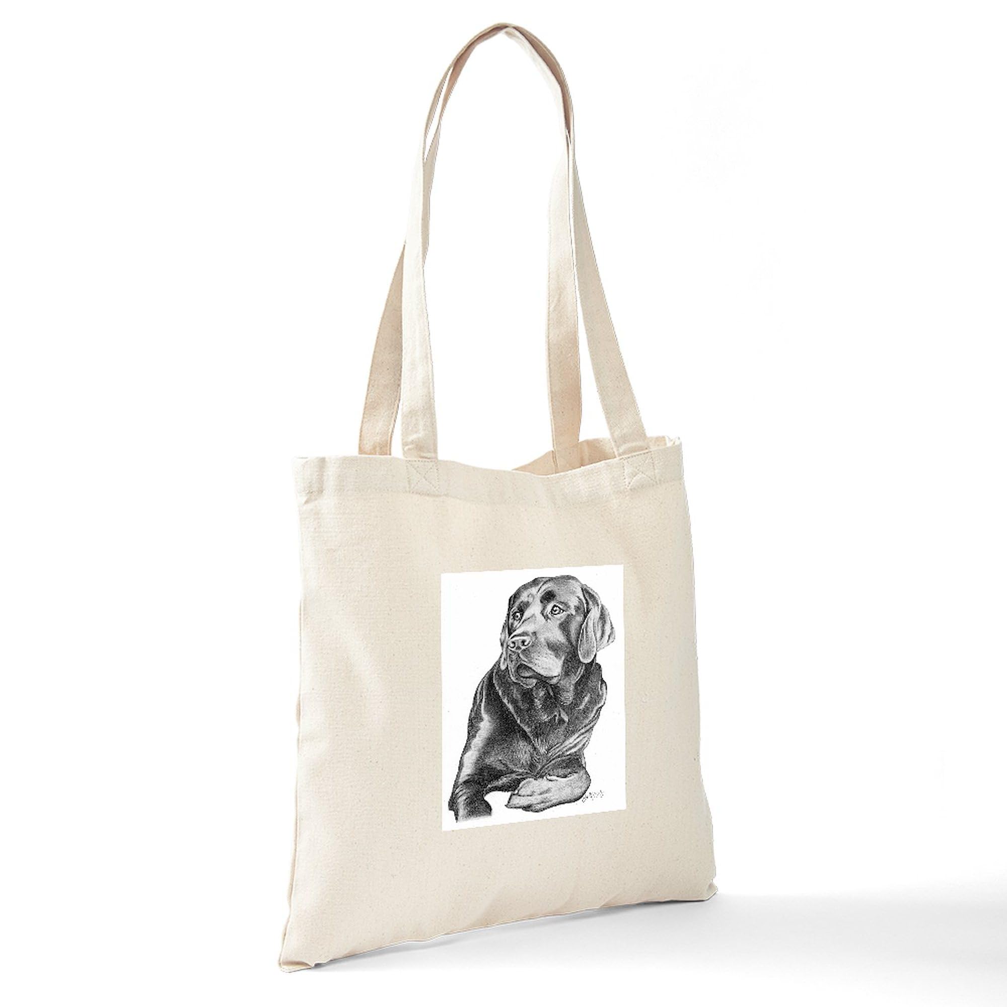 Black Lab Tote Bag - Natural Canvas Reusable Shopping Bag for Groceries, Beach & Everyday Use | Eco-Friendly Cotton Tote with Durable Handles