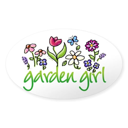 Clear - Garden Girl 2 Oval Sticker