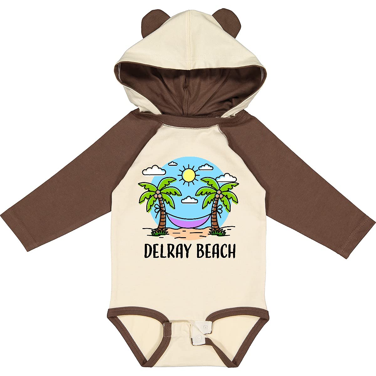 Inktastic Summer Vacation in Delray Beach Women's Long Sleeve Creeper - Comfortable Casual Wear for Beach Trips, Travel & Relaxation