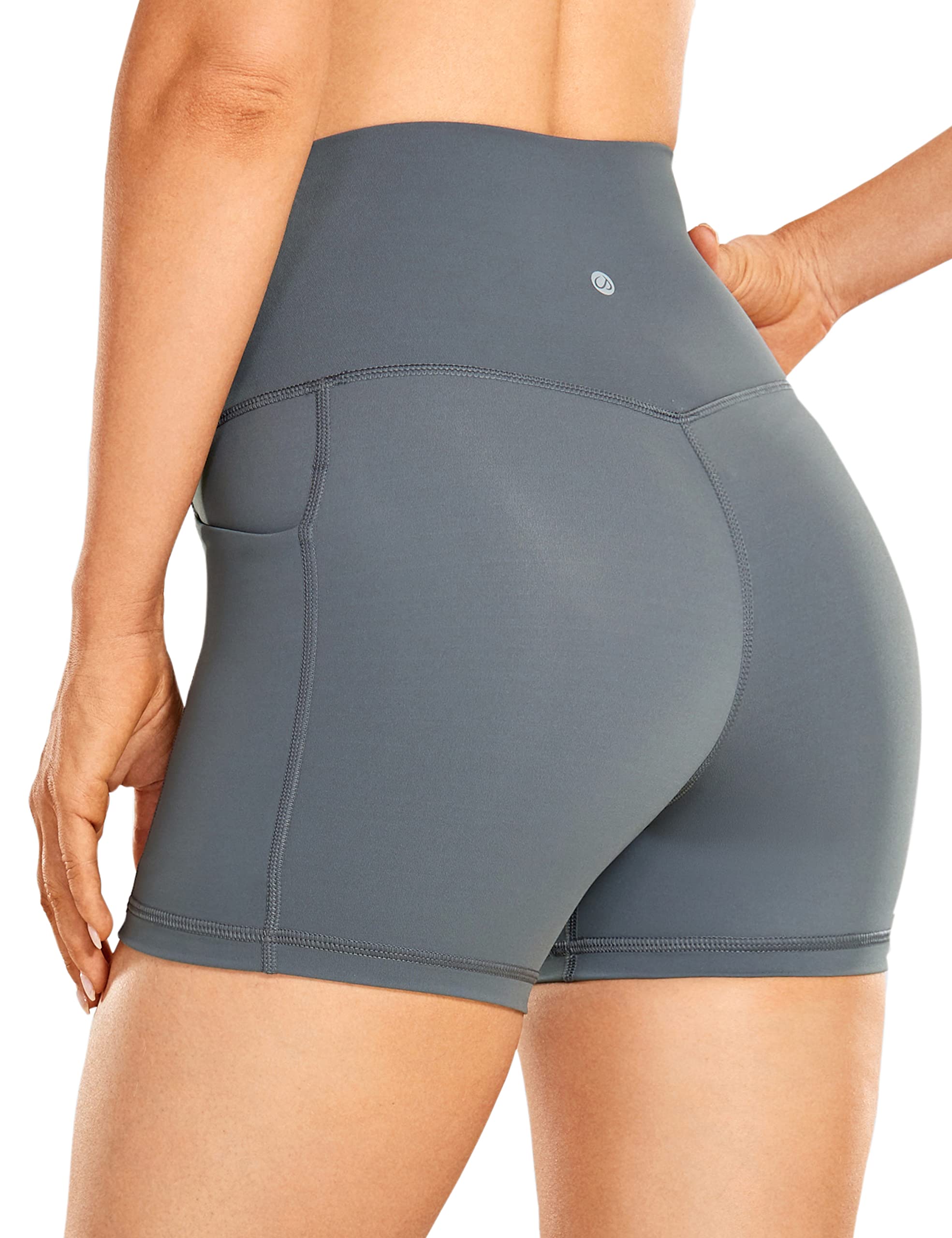 CRZ YOGA Women's High Waisted Yoga Shorts with Side Pockets - 4''/5''/6''/8''/10'' Inseam Naked Feeling Biker Shorts for Gym, Running, Workout & Lounge