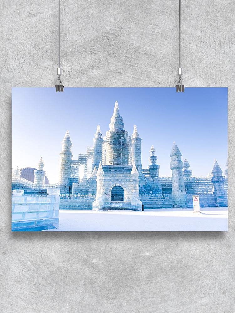 Stunning Ice and Snow Sculpture Festival Poster - Winter Art Exhibition & Event Promotion - Perfect for Home Decor, Office Display, and Holiday Party Invitations