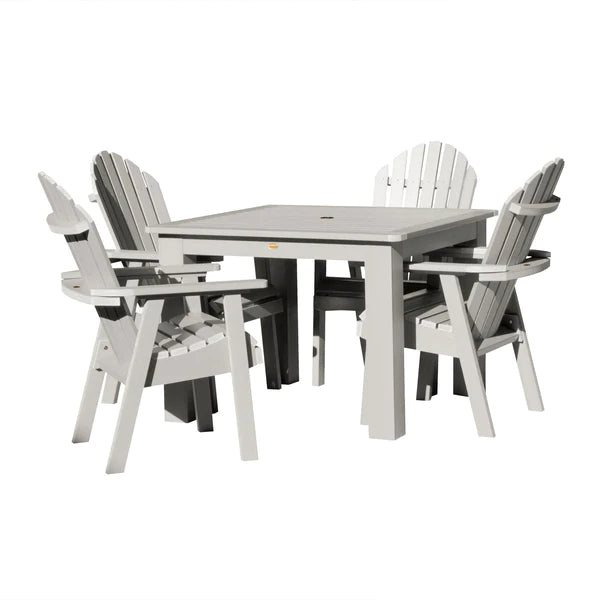 Hamilton Adirondack 5-Piece Square Outdoor Dining Set - Patio Furniture for Backyard, Garden, Deck & Poolside Dining