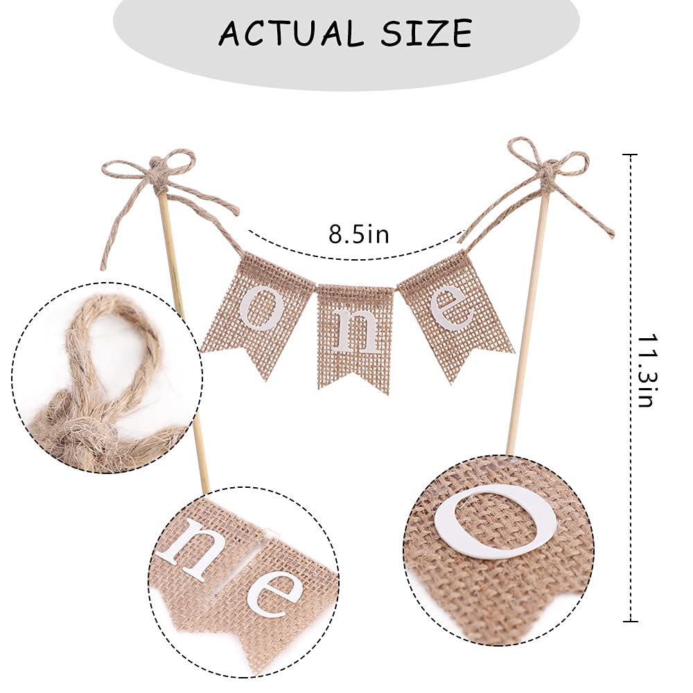 Handmade Burlap Cake Topper for Baby Showers & Birthdays - Customizable ONE Cake Decoration for Gender Reveal Parties, Wedding Anniversaries & Special Celebrations