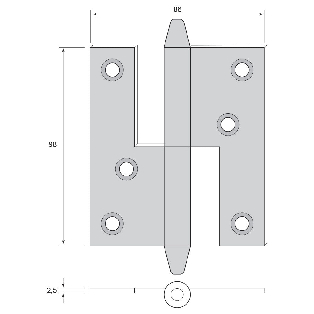 Stainless Steel Door Hinge with Tapered Knob - Heavy Duty Cabinet & Furniture Hardware for Home Improvement Projects