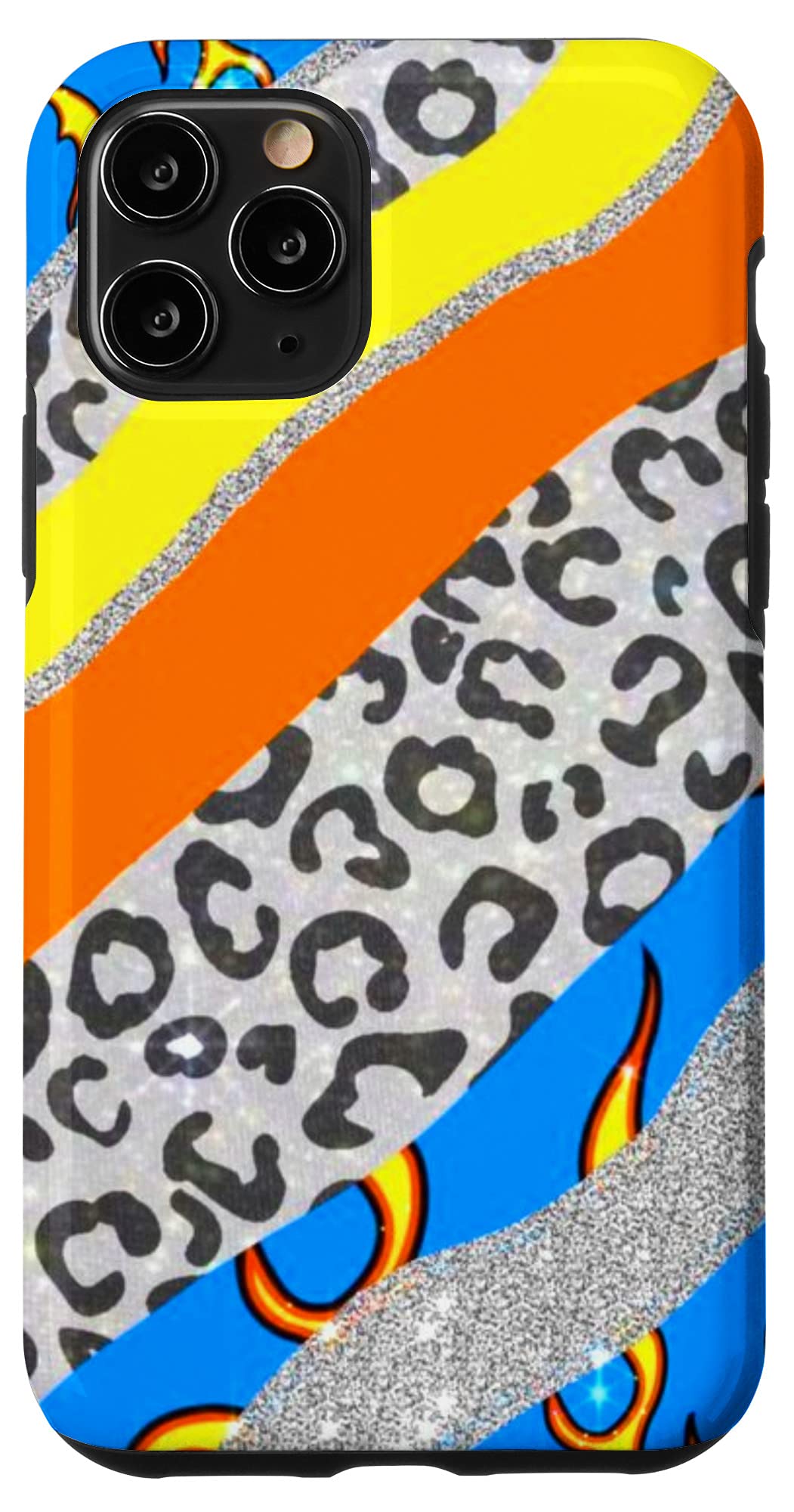 iPhone 11 Pro Case - Cute Retro Preppy Design with Flames & Animal Abstract Patterns | Trendy Protective Cover for School, Work & Everyday Use