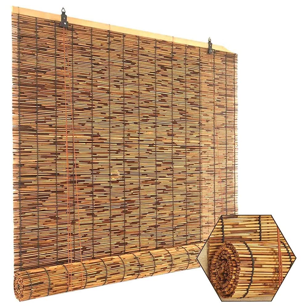 Natural Reed Curtain for Patio - Bamboo Roll Up Blinds with Anti-UV & Breathable Design - Exterior Roller Shade for Windows (47x55 inches) - Perfect for Outdoor Privacy, Sun Protection & Backyard Decor