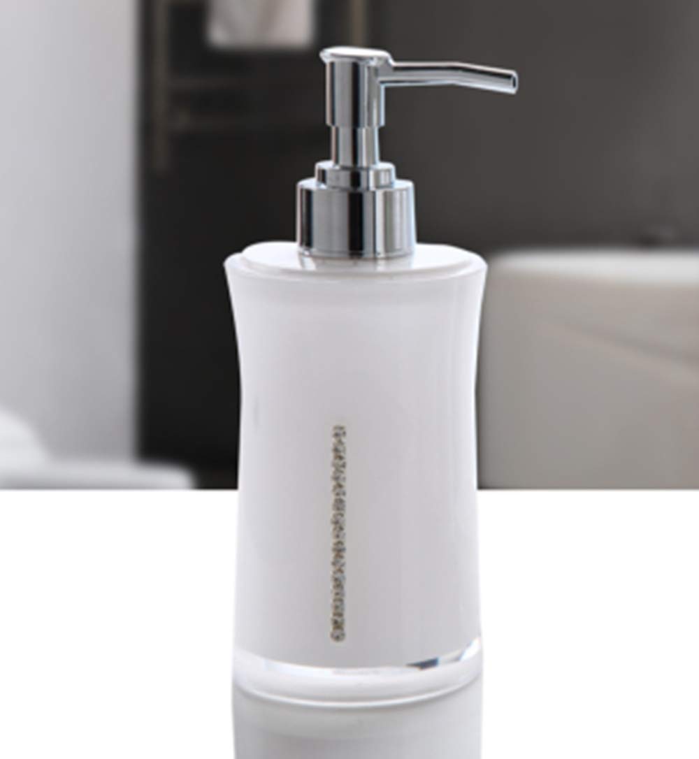 White Acrylic Hand Soap Dispenser Pump Bottle - Elegant Bathroom & Kitchen Soap Dispenser for Liquid Soap, Dish Lotion & Hand Wash - Perfect for Home, Office & Restaurant Use
